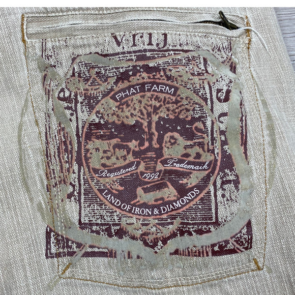 Phat Farm Straight Leg Tan Y2K Jeans Men's 36x33 - Picture 4 of 12
